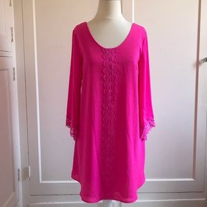 ASTR Bright Pink Lace Shift Dress Small New